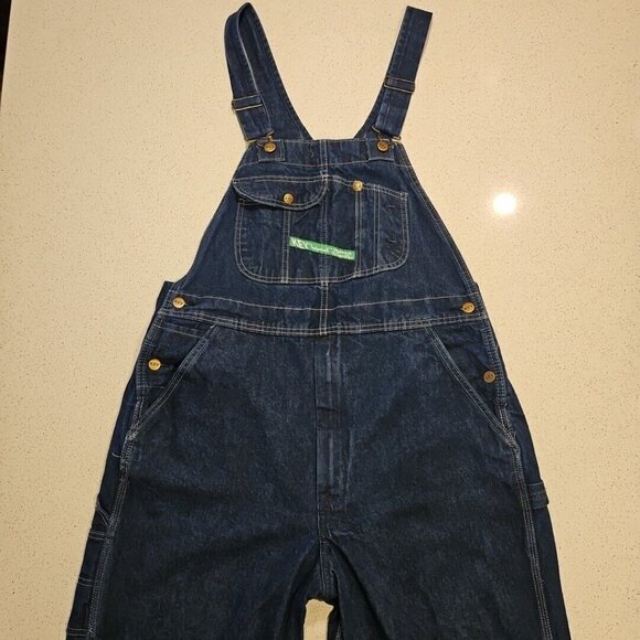 Key Imperial Overalls Mens 38 x 32L Blue Baggy Denim Pants Bib Farmer Distressed - Picture 2 of 9